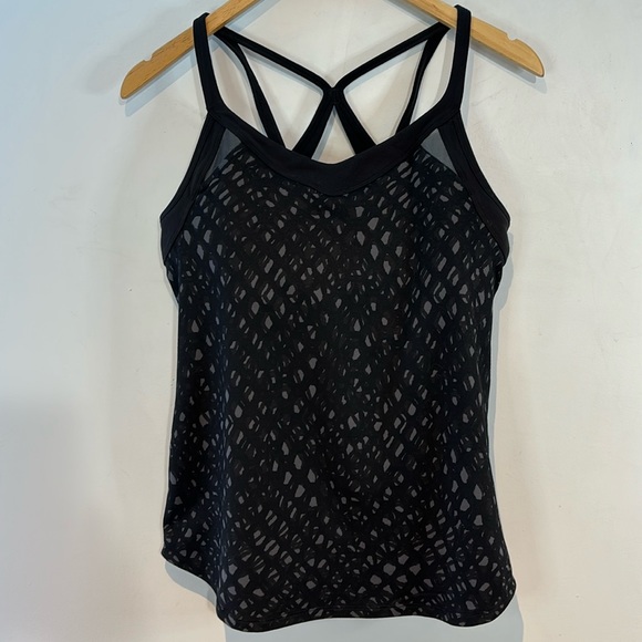 lululemon athletica Tops - Lululemon black/grey multi-strap tank top built-in bra size 10